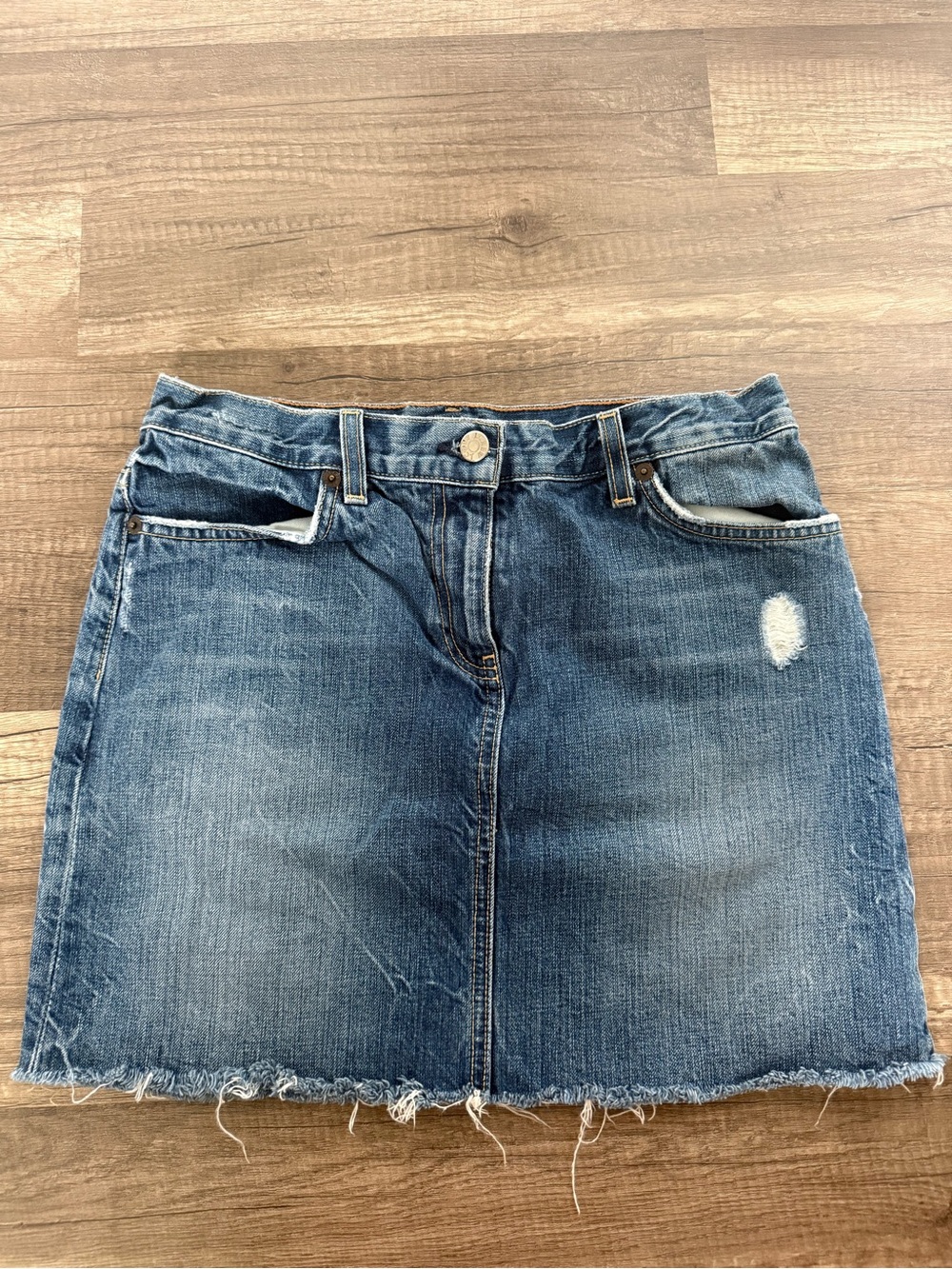 J. Crew Blue Distressed Denim Mini Skirt